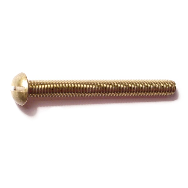 Midwest Fastener 5/16"-18 x 3 in Slotted Round Machine Screw, Plain Brass, 4 PK 32806 - main